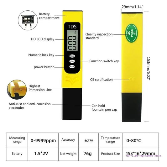 Digital TDS Water Testing Pen – High-Accuracy Portable TDS Meter for Drinking Water, RO Systems, Aquariums & Hydroponics