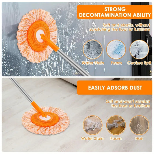 360° Rotating Multi-Functional Spin Mop with Extendable Stainless Steel Handle | Microfiber Floor, Window, Toilet & Car Cleaning Mop
