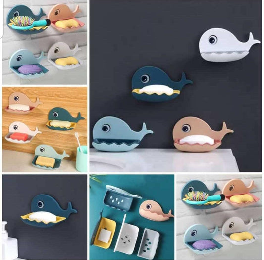 Fish-Shaped Double-Layer Adhesive Soap Bar Holder – Waterproof Stand for Bathroom, Shower &amp; Kitchen (Random Color)