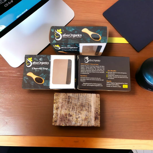 Safwa Organics Charcoal Soap – Deep Clean Detox Bar – Organic Handmade Glow Detox Soap | Best Quality Soap