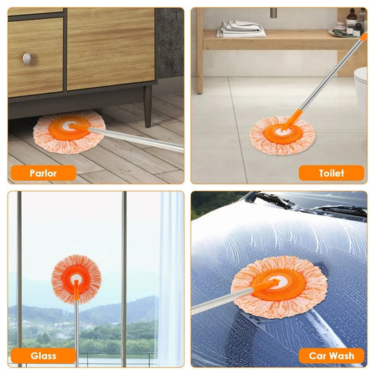 360° Rotating Multi-Functional Spin Mop with Extendable Stainless Steel Handle | Microfiber Floor, Window, Toilet & Car Cleaning Mop