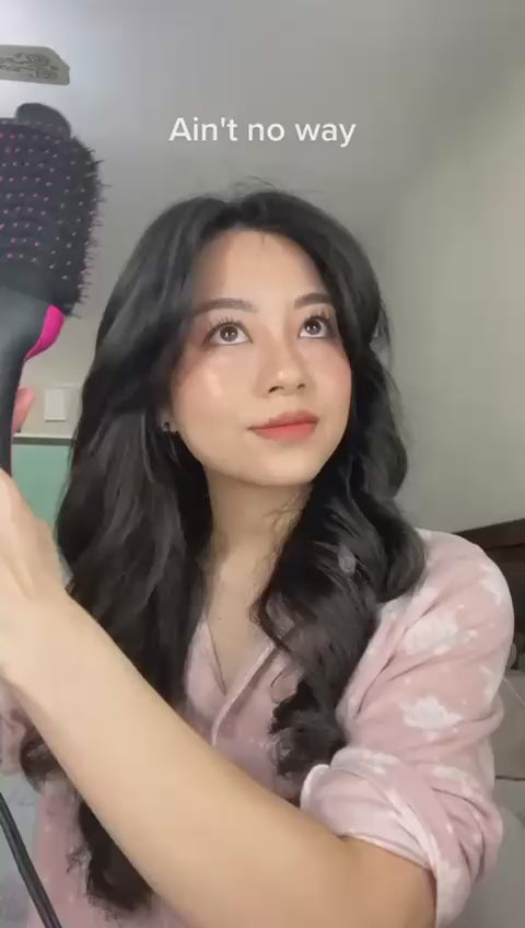 3-in-1 Hair Dryer Brush with Comb, Straightener & Curler – One-Step Styling Tool for Smooth, Voluminous Hair.